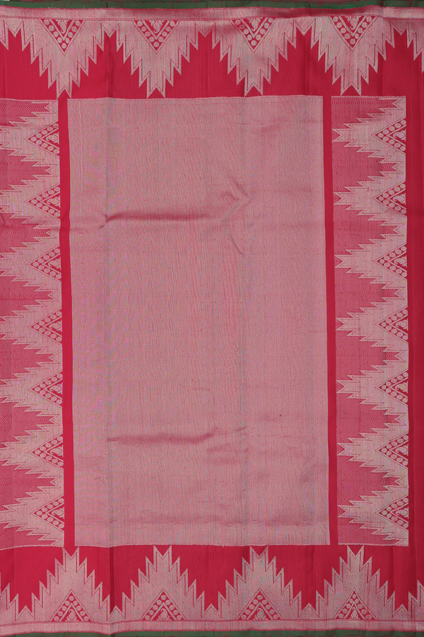 Gadwal Silk Saree In Scarlet Red With Paisley Buttis