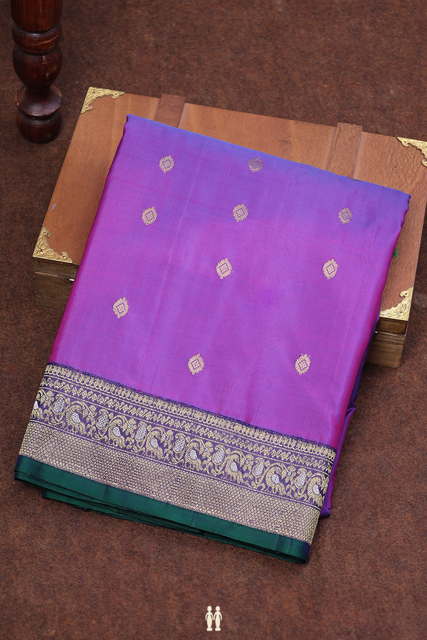 Banarasi Silk Saree In Purple With Zari Buttas