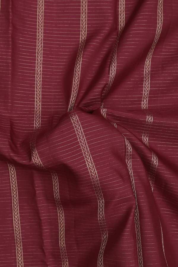 Kanchipuram Silk Saree In Maroon With Stripes Design