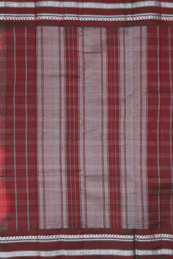 Gadwal Cotton Saree In Reddish Orange With Stripes Design