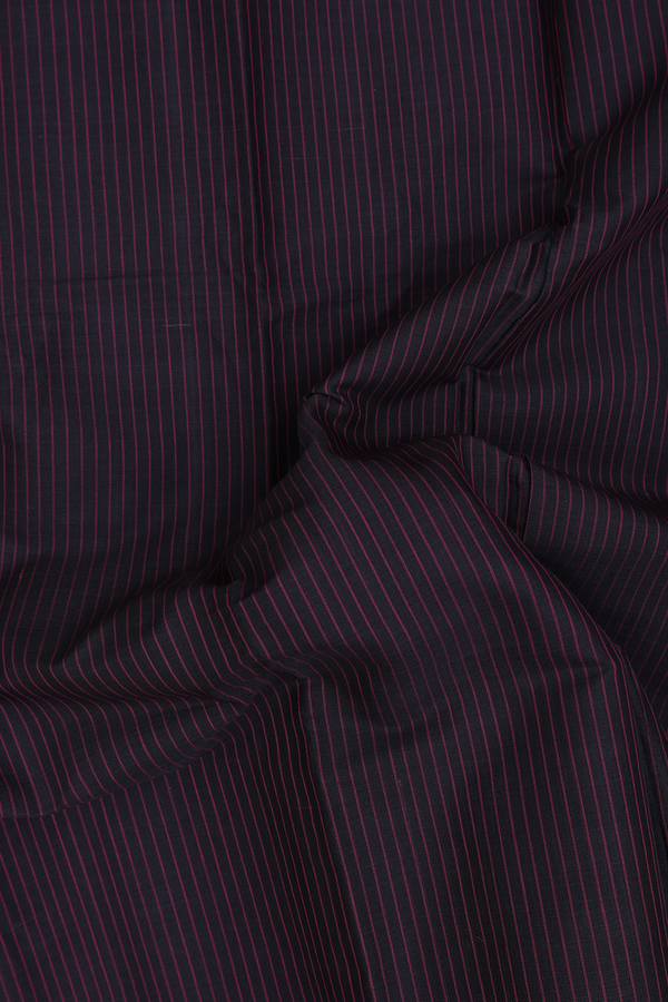 Gadwal Cotton Saree In Black With Stripes Design