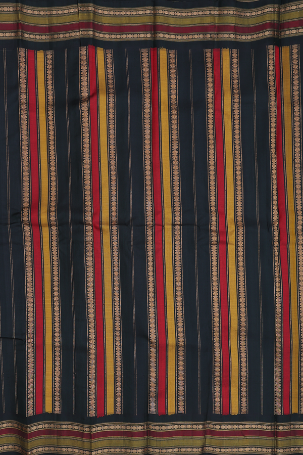 Gadwal Silk Cotton Saree In White With Stripes Design