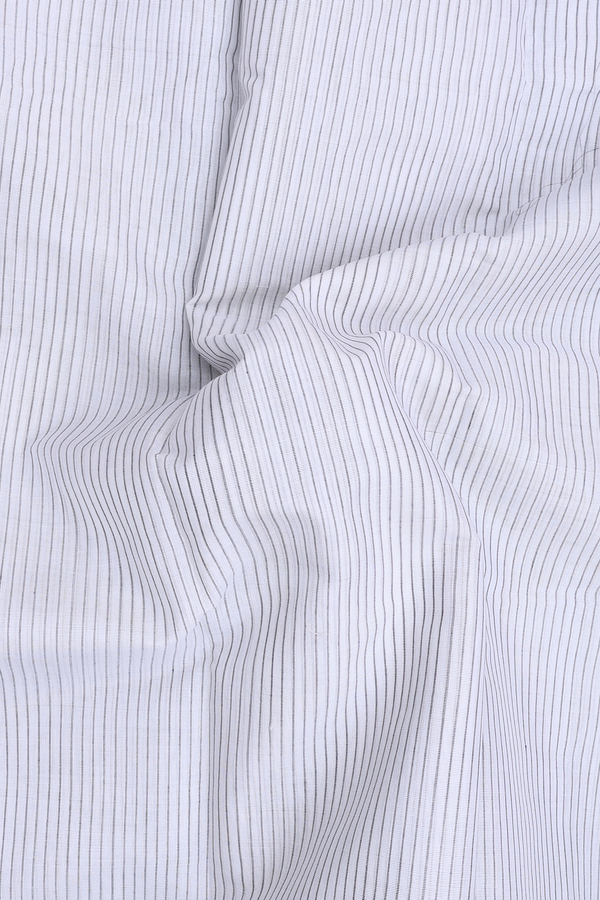 Gadwal Silk Cotton Saree In White With Stripes Design