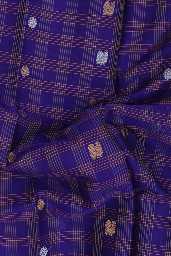 Gadwal Silk Saree In Royal Blue With Checks Design