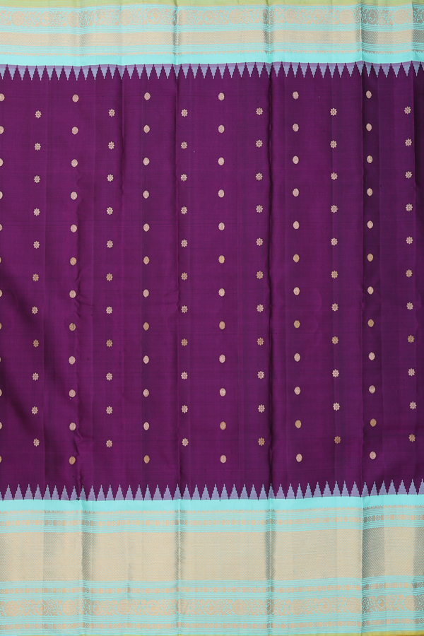 Gadwal Silk Saree In Grape Purple With Floral Buttas