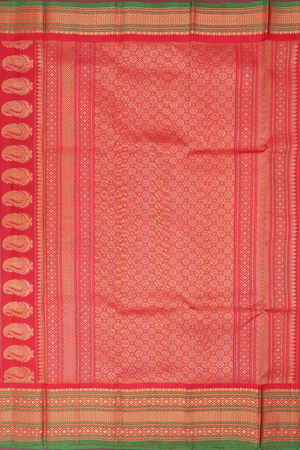 Gadwal Silk Saree In Black With Floral Buttas