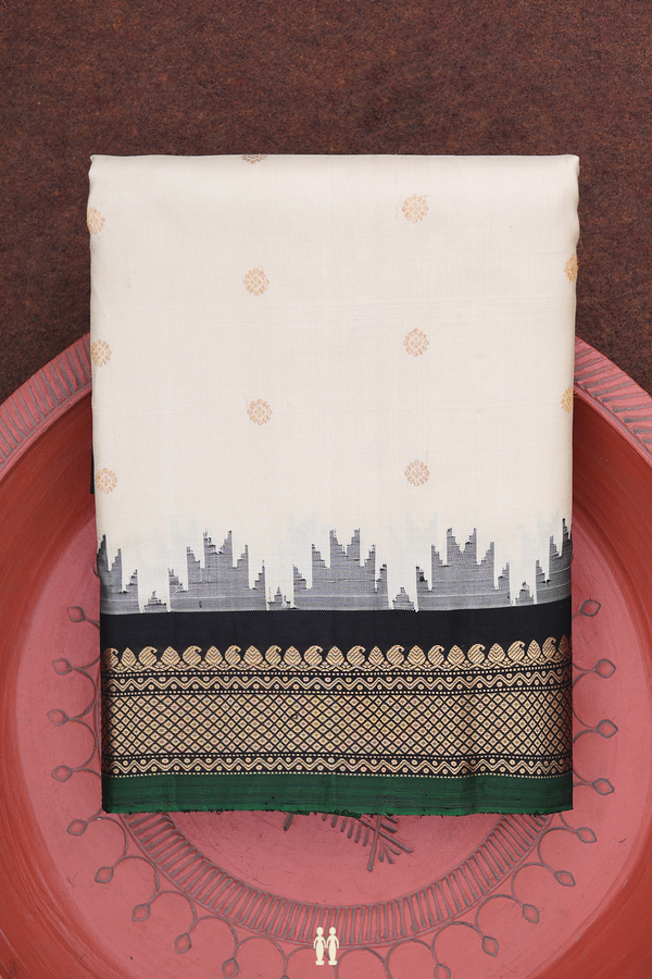 Gadwal Silk Saree In Cream Color With Zari Buttas