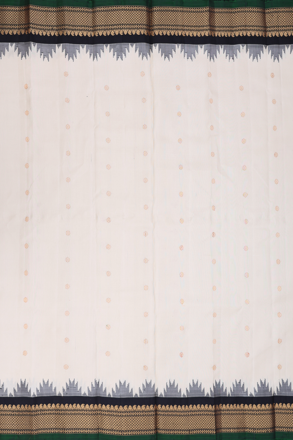 Gadwal Silk Saree In Cream Color With Zari Buttas