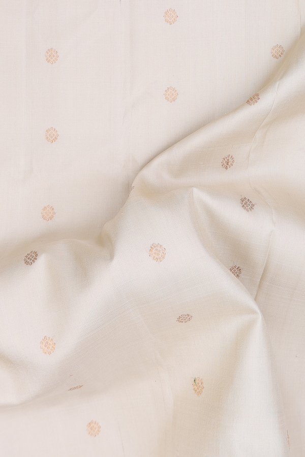 Gadwal Silk Saree In Cream Color With Zari Buttas