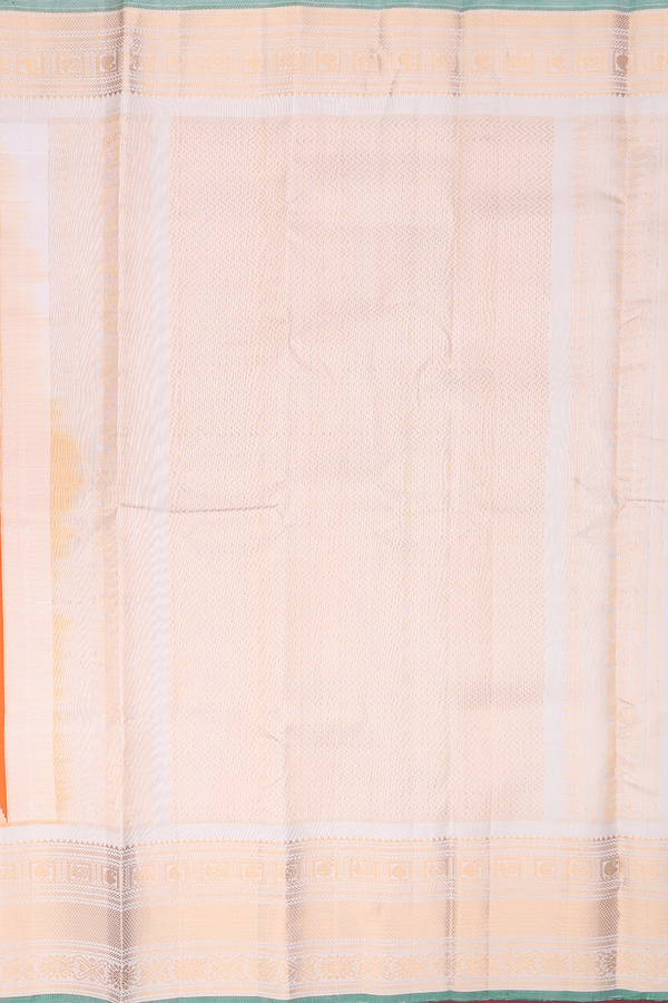 Gadwal Silk Saree In Royal Orange With Floral Buttas