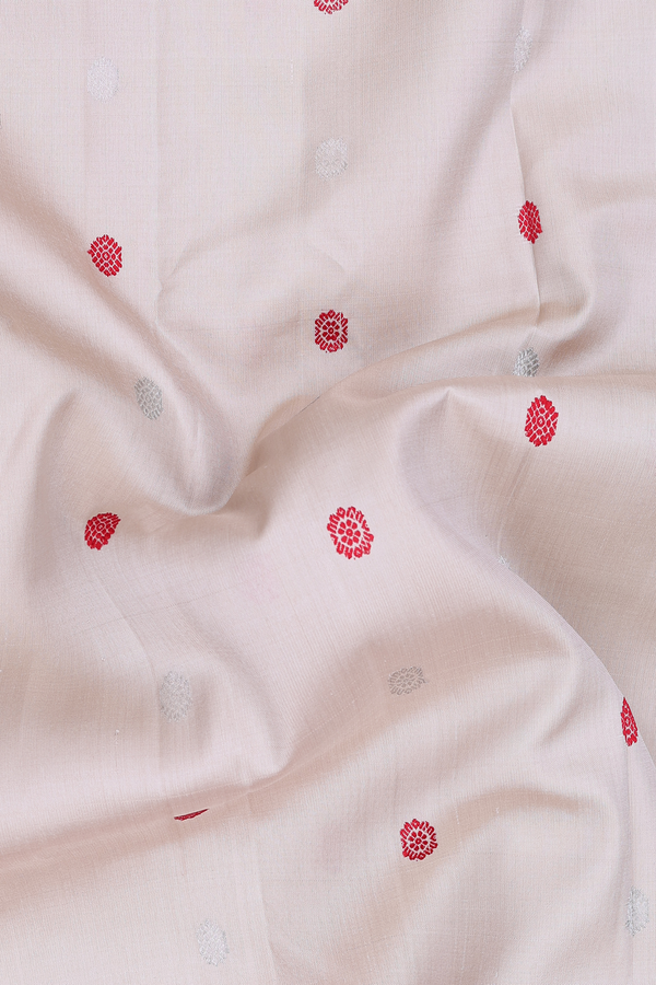 Gadwal Silk Saree In Off White With Floral Buttas
