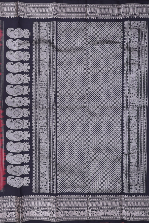 Gadwal Silk Saree In Scarlet Red With Peacock Buttas