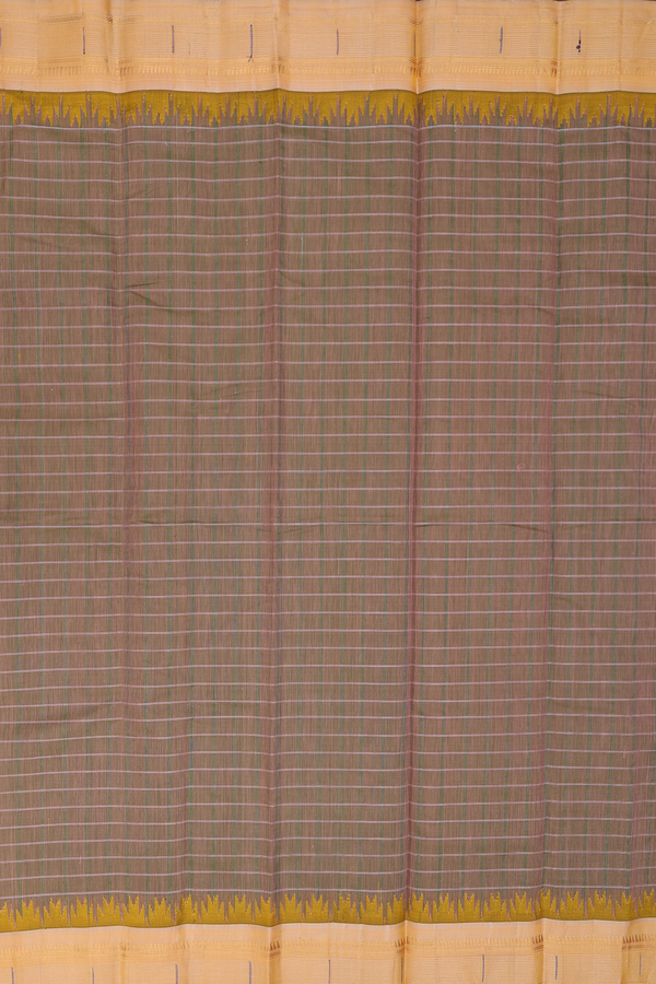 Gadwal Cotton Saree In Dual Tone With Checks Design