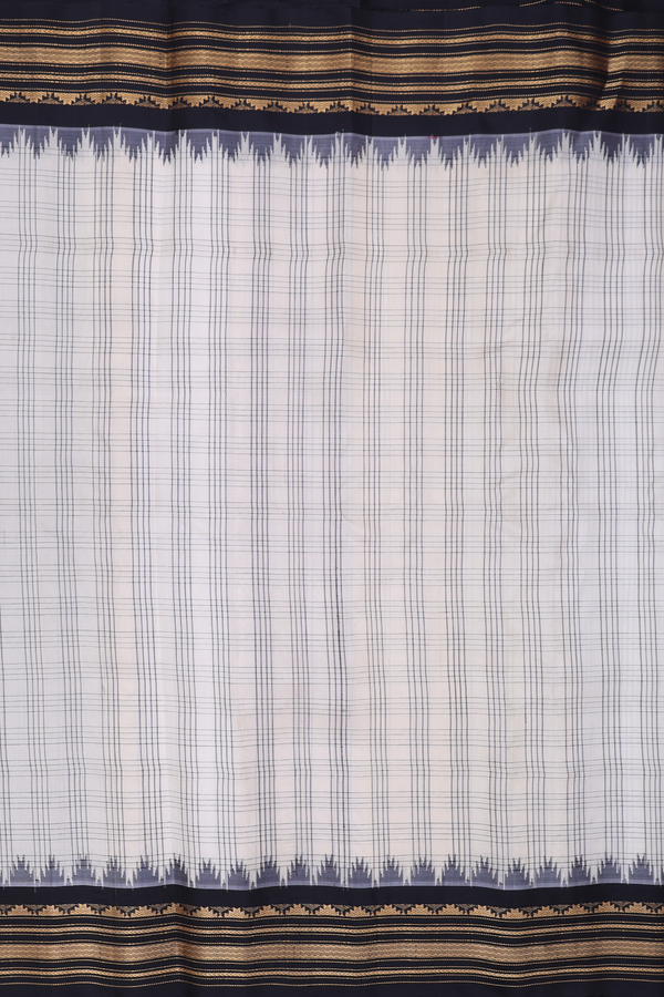 Gadwal Silk Saree In Off White With Checks Design