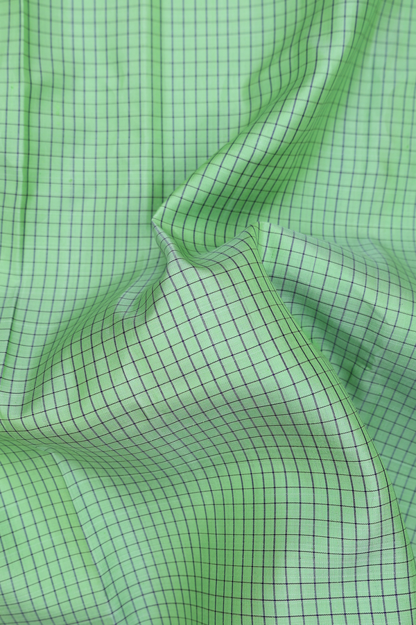 Gadwal Silk Saree In Light Green With Checks Design