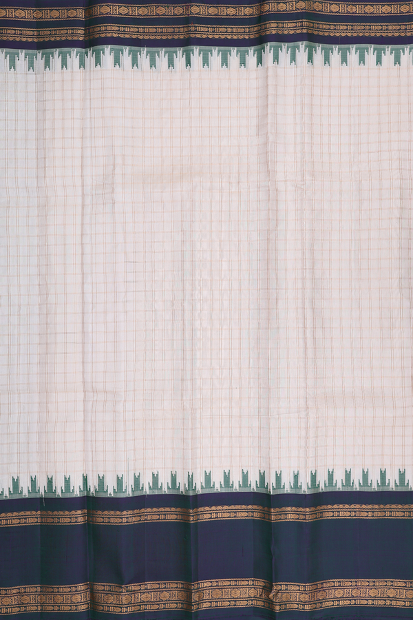 Gadwal Silk Saree In Off White Color With Checks Design
