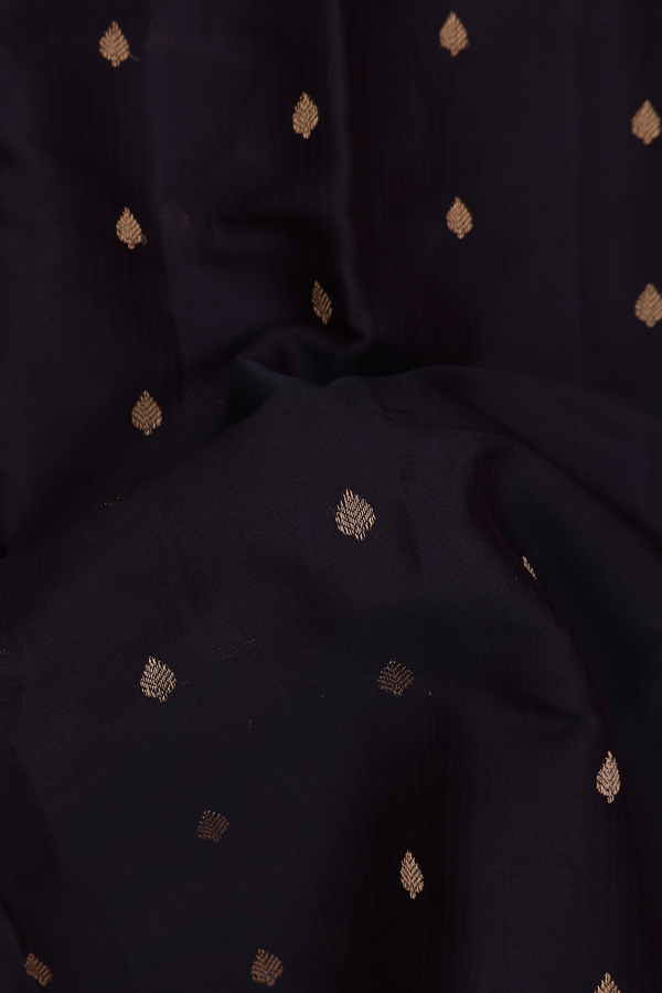 Gadwal Silk Saree In Black With Zari Buttas