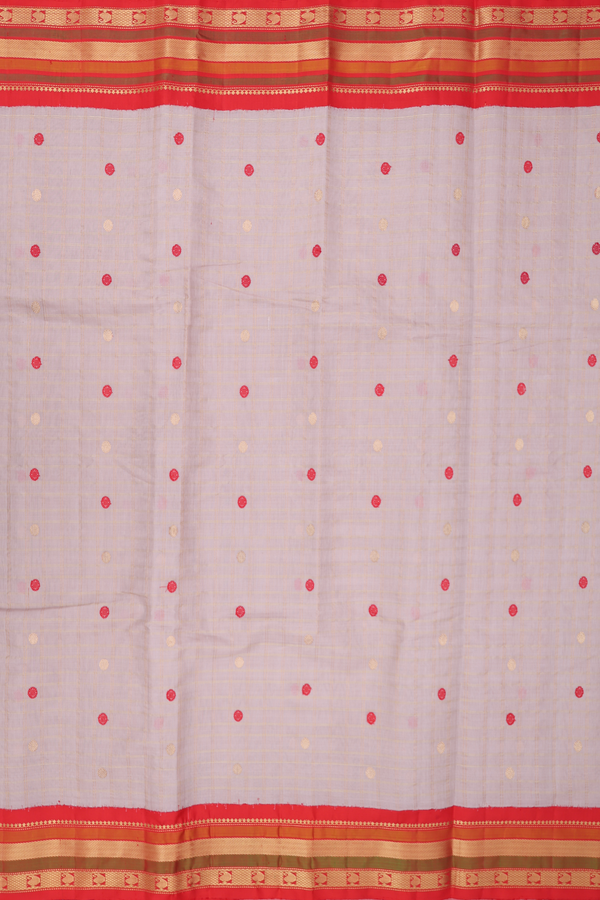Gadwal Silk Saree In Cream Color With Checks Design
