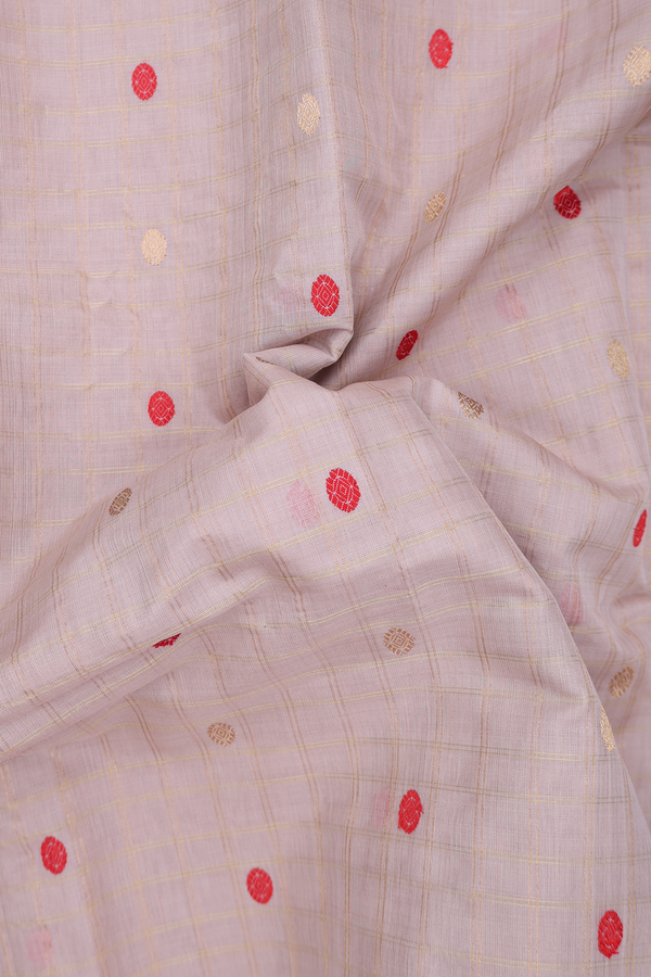 Gadwal Silk Saree In Cream Color With Checks Design