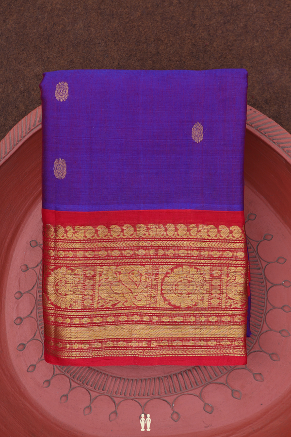 Gadwal Silk Saree In Dual Tone With Zari Buttas
