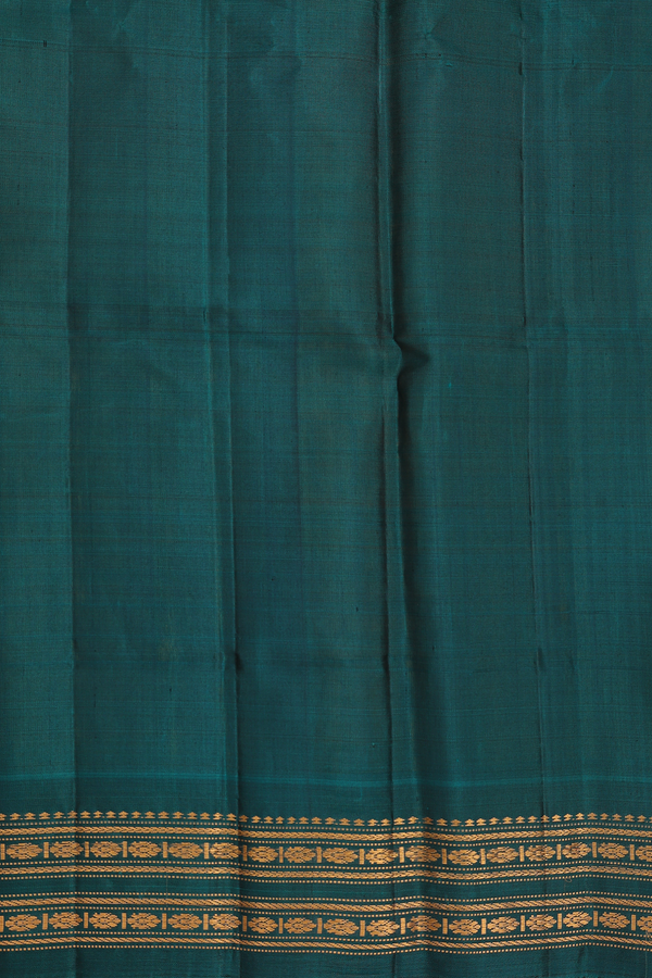 Gadwal Silk Saree In Saffron Yellow With Checks Design