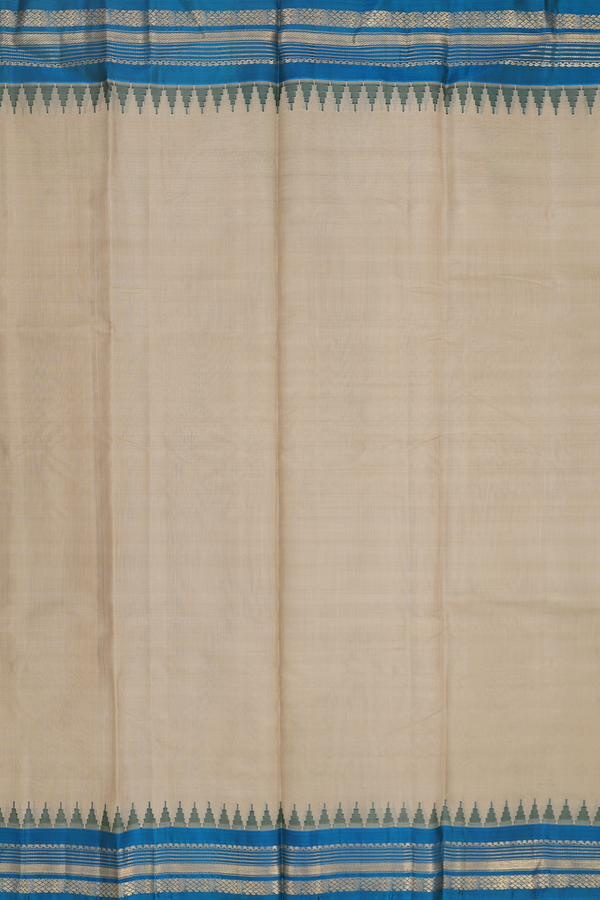Gadwal Silk Cotton Saree In Pastel Khaki With Contrast Border