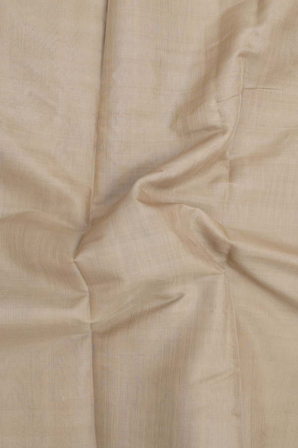 Gadwal Silk Cotton Saree In Pastel Khaki With Contrast Border