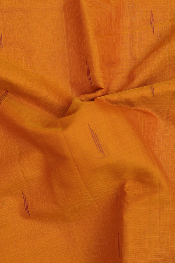 Gadwal Silk Cotton Saree In Orange With Threadwork Buttas