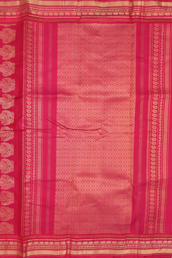 Gadwal Silk Cotton Saree In Seafoam Green With Stripes Design