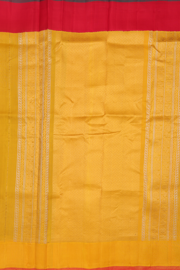 Gadwal Silk Cotton Saree In Black With Chakram Buttas