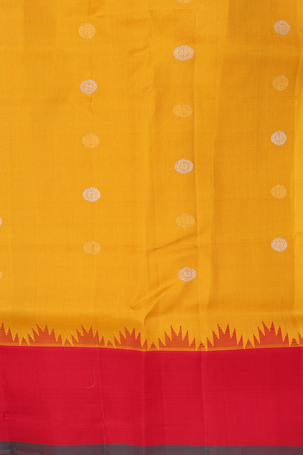 Gadwal Silk Cotton Saree In Black With Chakram Buttas