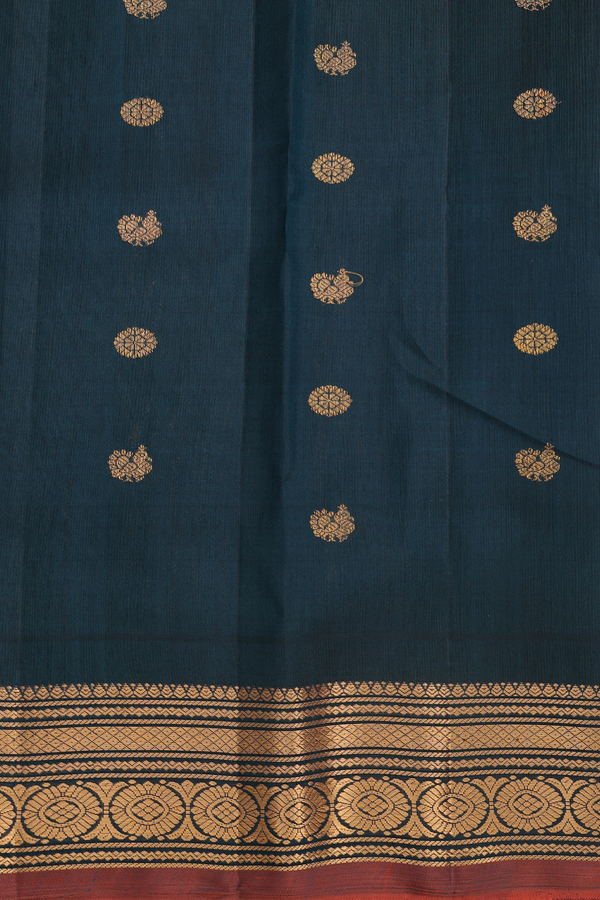 Gadwal Silk Saree In Dusty Pink With Peacock Buttas