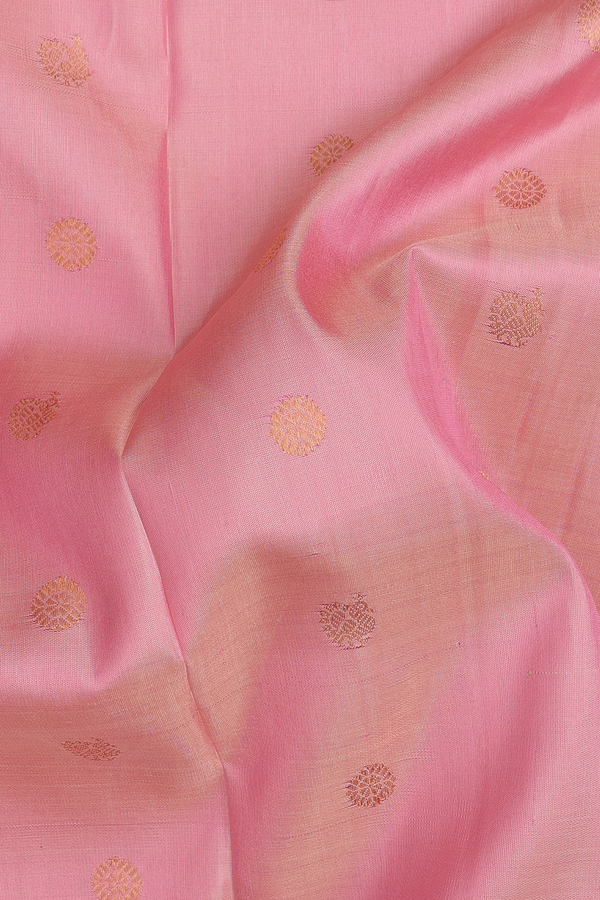 Gadwal Silk Saree In Dusty Pink With Peacock Buttas