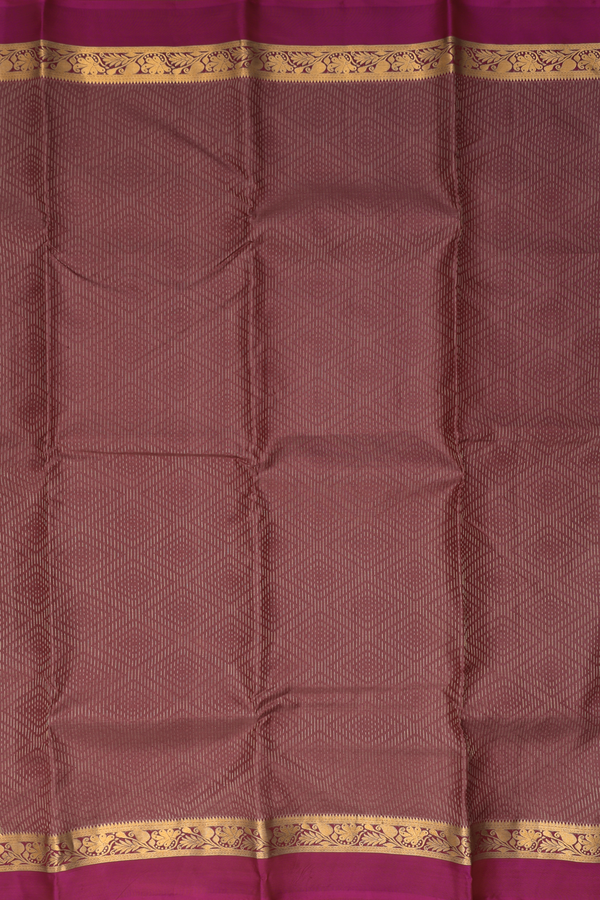 Kanchipuram Silk Saree In Brick Brown With Diamond Buttas