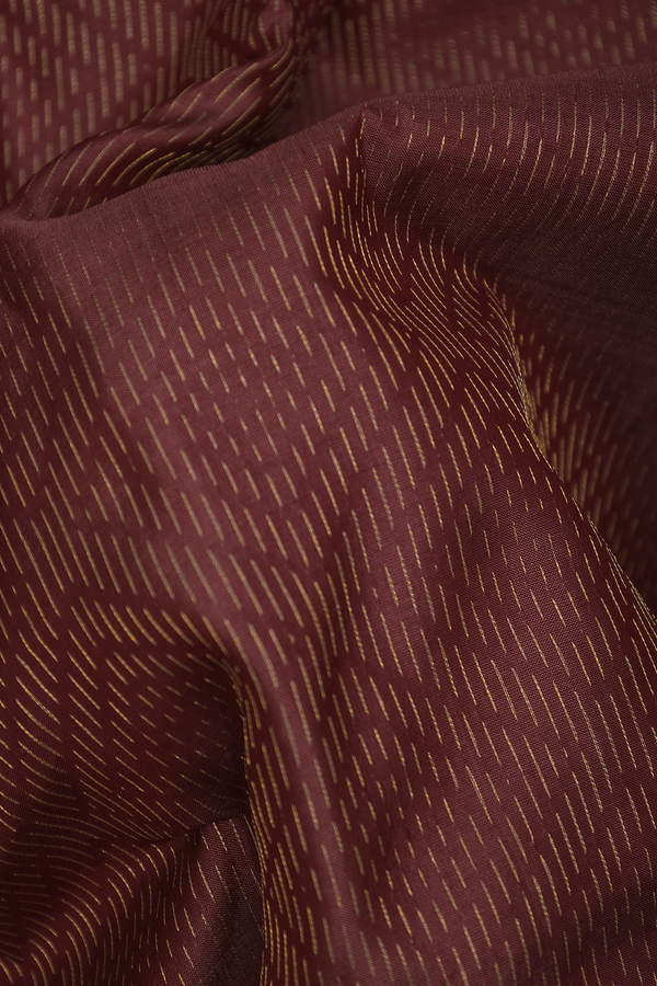 Kanchipuram Silk Saree In Brick Brown With Diamond Buttas