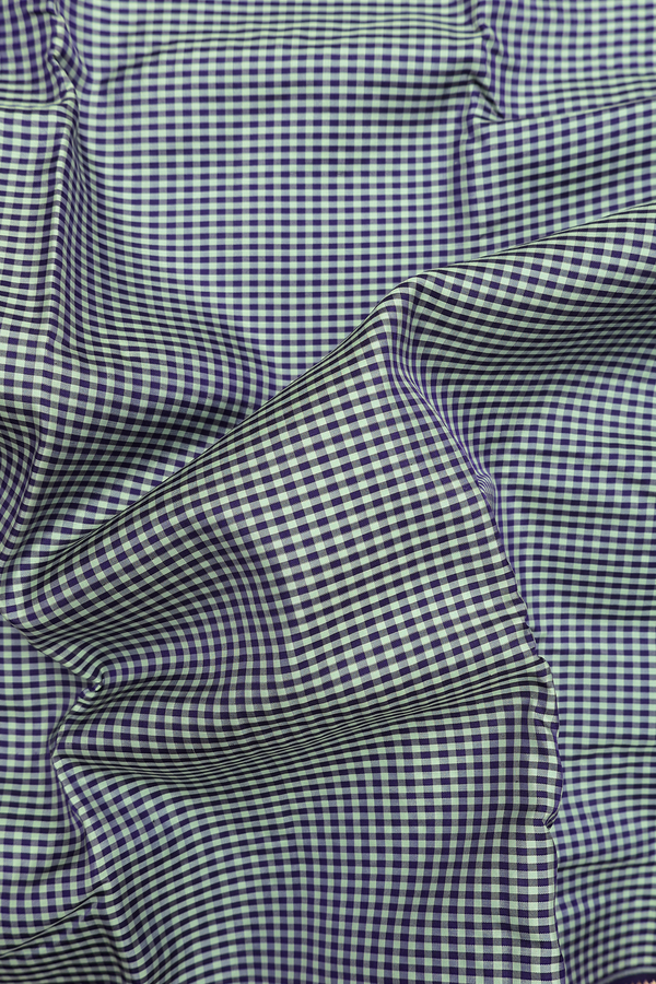 Kanchipuram Silk Saree In Green And Purple With Checks Design