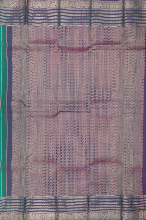 Kanchipuram Silk Saree In Green With Peacock Buttas