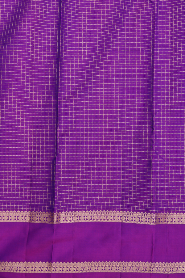 Kanchipuram Silk Saree In Royal Blue With Checks Design