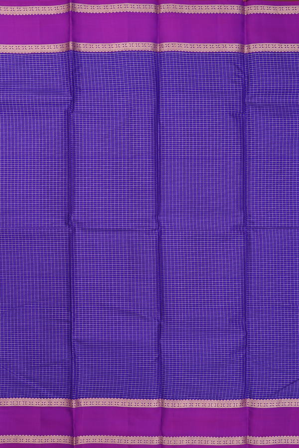 Kanchipuram Silk Saree In Royal Blue With Checks Design