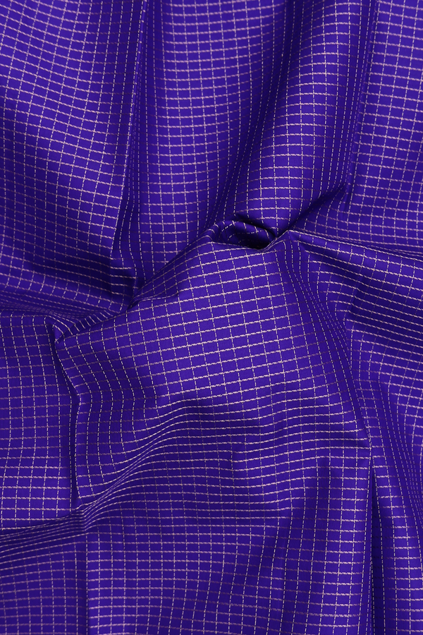 Kanchipuram Silk Saree In Royal Blue With Checks Design