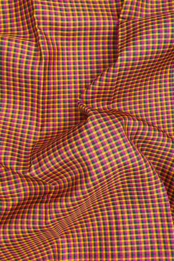 Kanchipuram Silk Saree In Multicolor With Checks Design