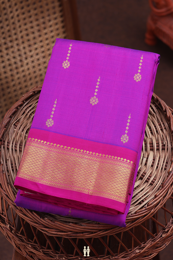 Kanchipuram Silk Saree In Purple Rose With Zari Buttas