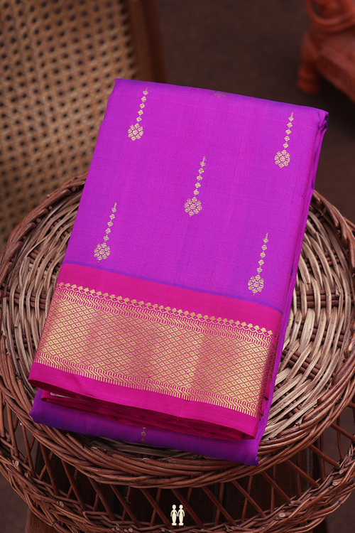 Kanchipuram Silk Saree In Purple Rose With Zari Buttas
