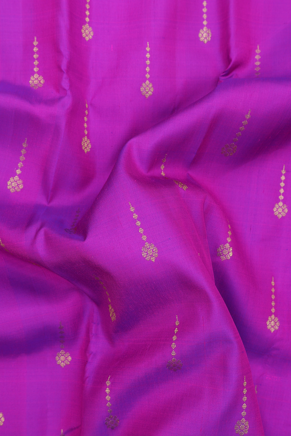 Kanchipuram Silk Saree In Purple Rose With Zari Buttas