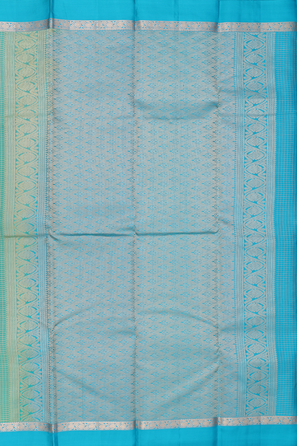 Kanchipuram Silk Saree In Green With Checks Design