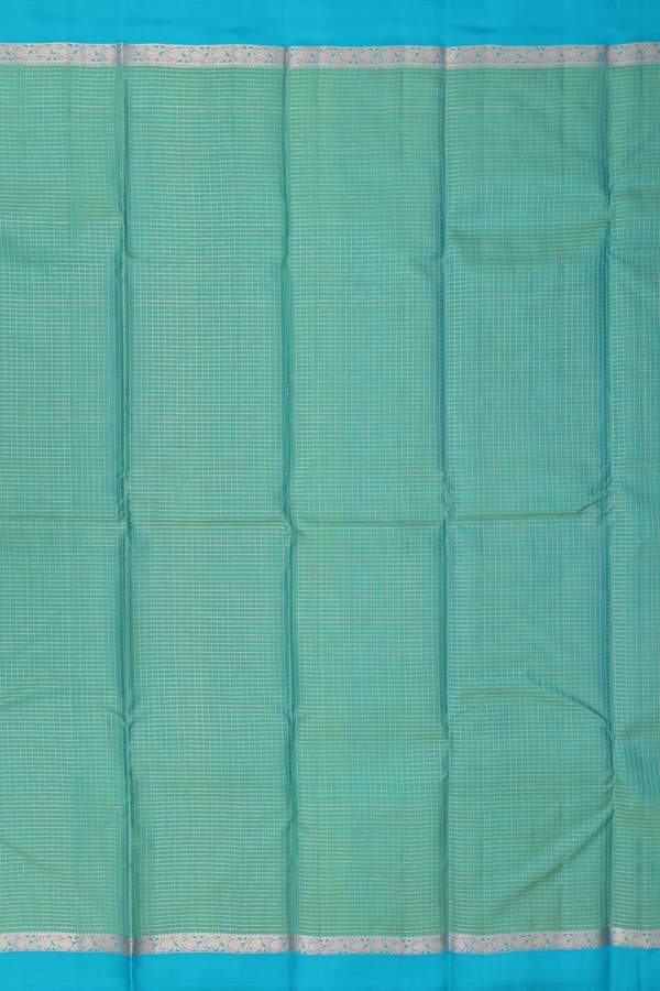 Kanchipuram Silk Saree In Green With Checks Design