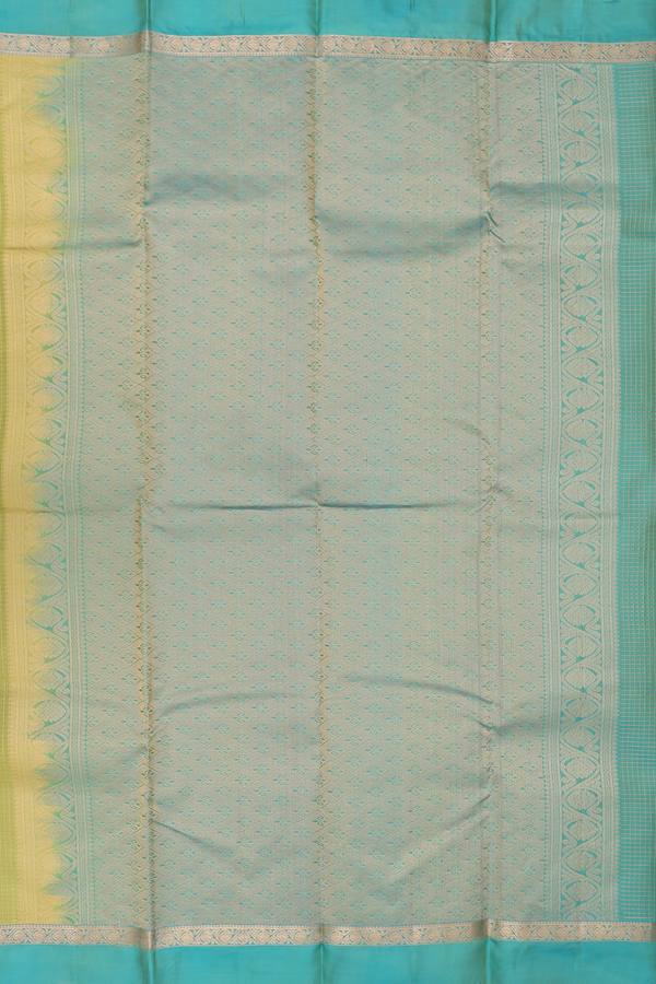Kanchipuram Silk Saree In Sunflower Yellow With Checks