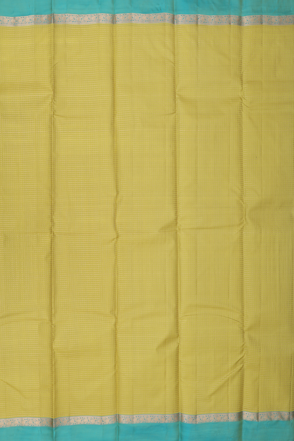 Kanchipuram Silk Saree In Sunflower Yellow With Checks