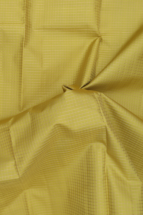 Kanchipuram Silk Saree In Sunflower Yellow With Checks