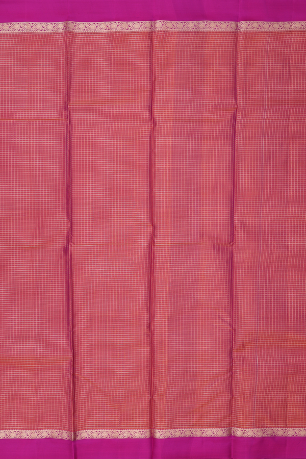 Kanchipuram Silk Saree In Dual Tone With Checks Design